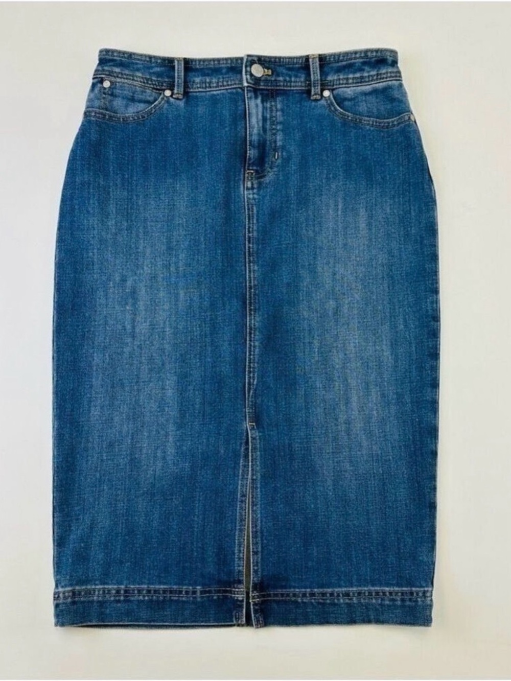 Talbots Petites blue denim jean midi skirt Size 6Petite